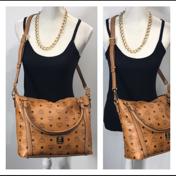 MCM Handbags - Authentic MCM Cognac 2 Way Tote Crossbody Bag